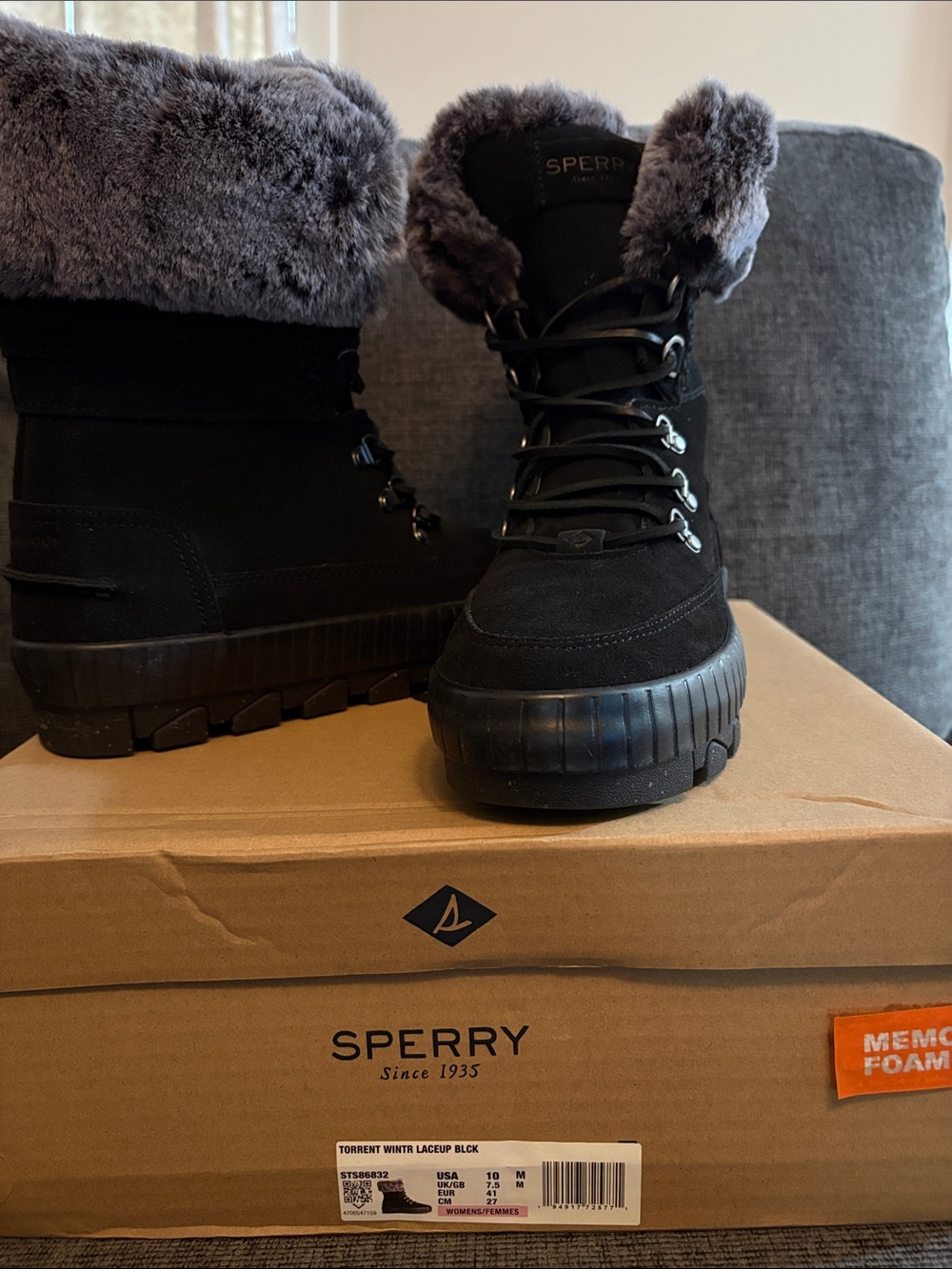Sperry Black Torrent winter laceup boot